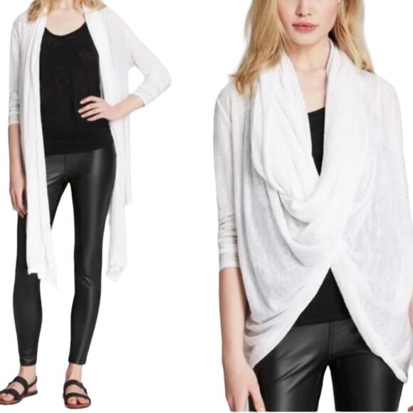 Alice + Olivia Air Cream Wrap Around Drapey Infinity Cardigan Sweater - Picture 12 of 13